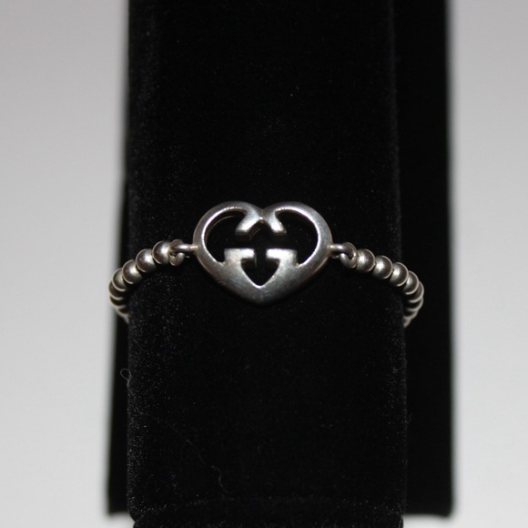 Gucci Sterling Silver Interlocking GG Heart Bracelet - Picture 3 of 4